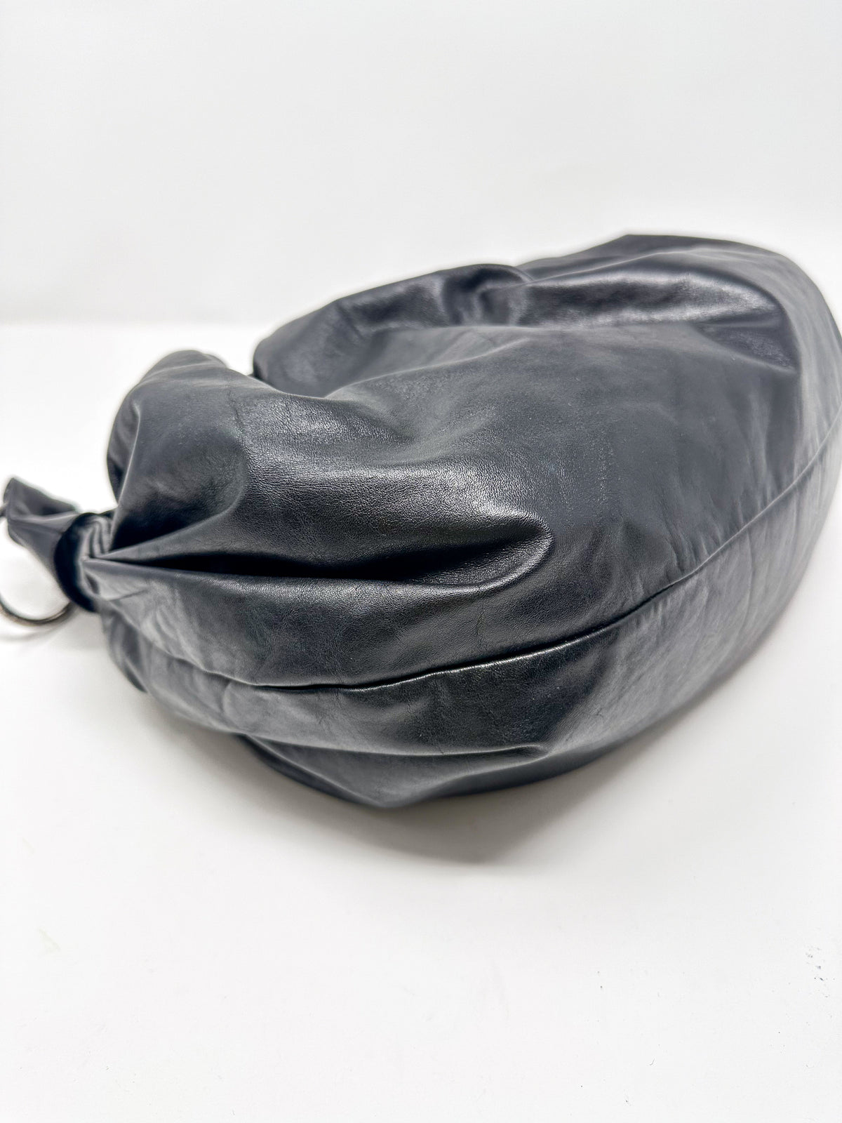 Miu Miu Ruched Leather Shoulder Hobo Bag