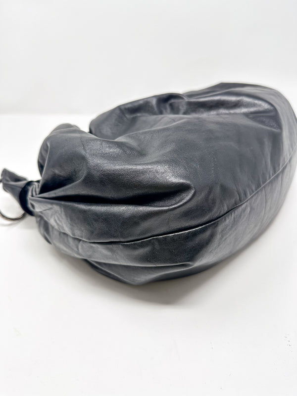 Miu Miu Ruched Leather Shoulder Hobo Bag