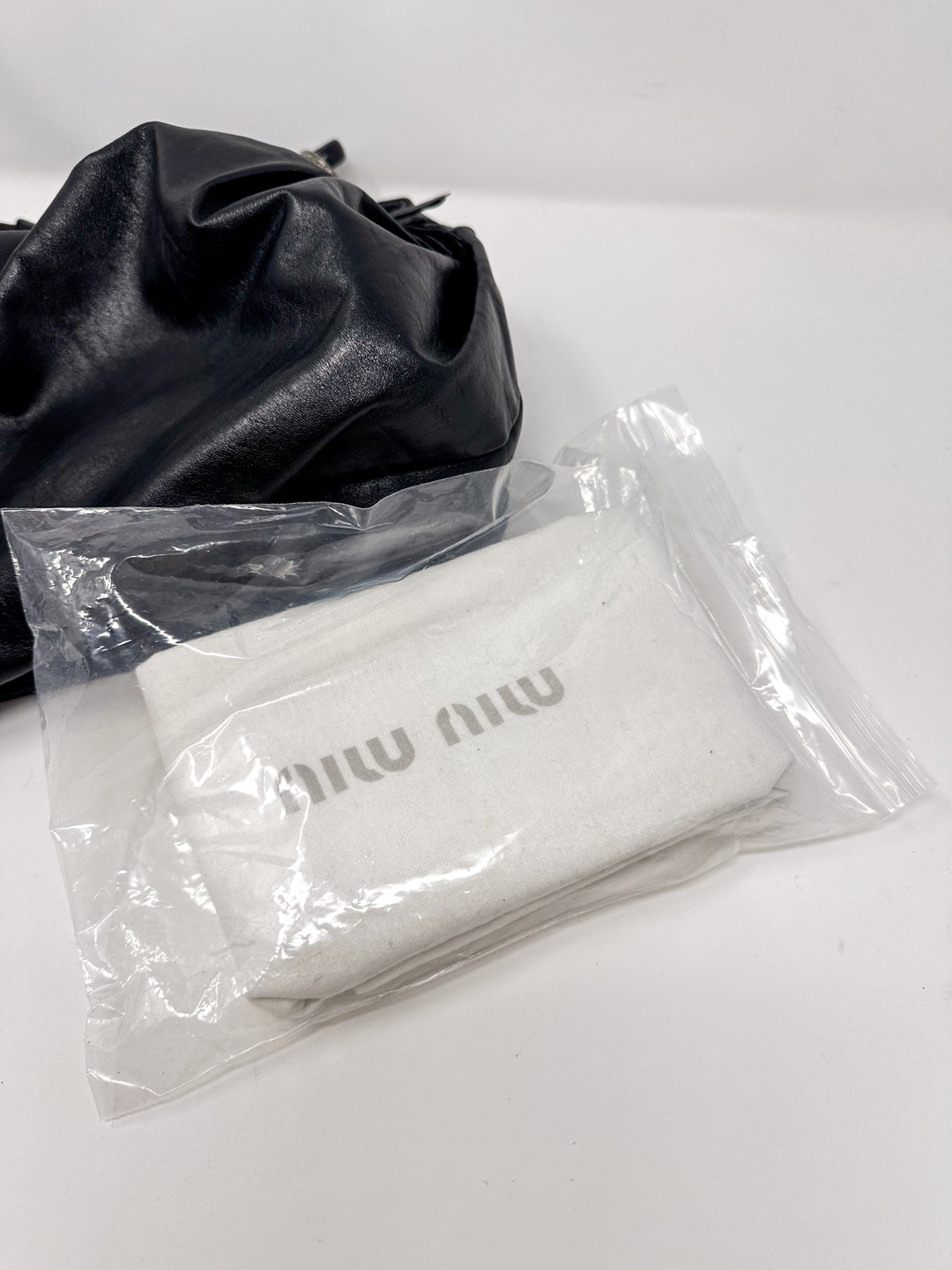 Miu Miu Ruched Leather Shoulder Hobo Bag