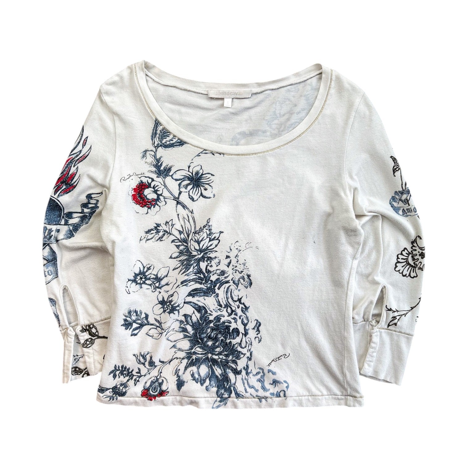 Roberto Cavalli Vintage Tattoo-Print Long Sleeve Top
