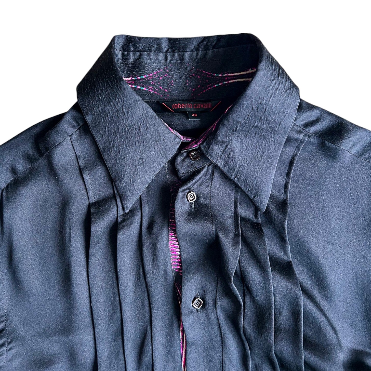 Roberto Cavalli Black Silk Shirt