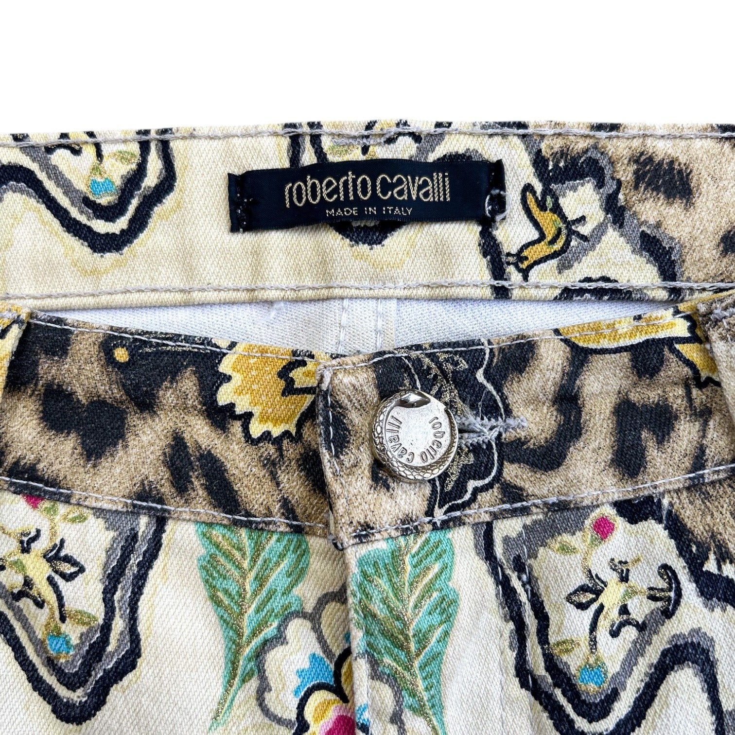 Roberto Cavalli Vintage Floral & Leopard Print Jeans