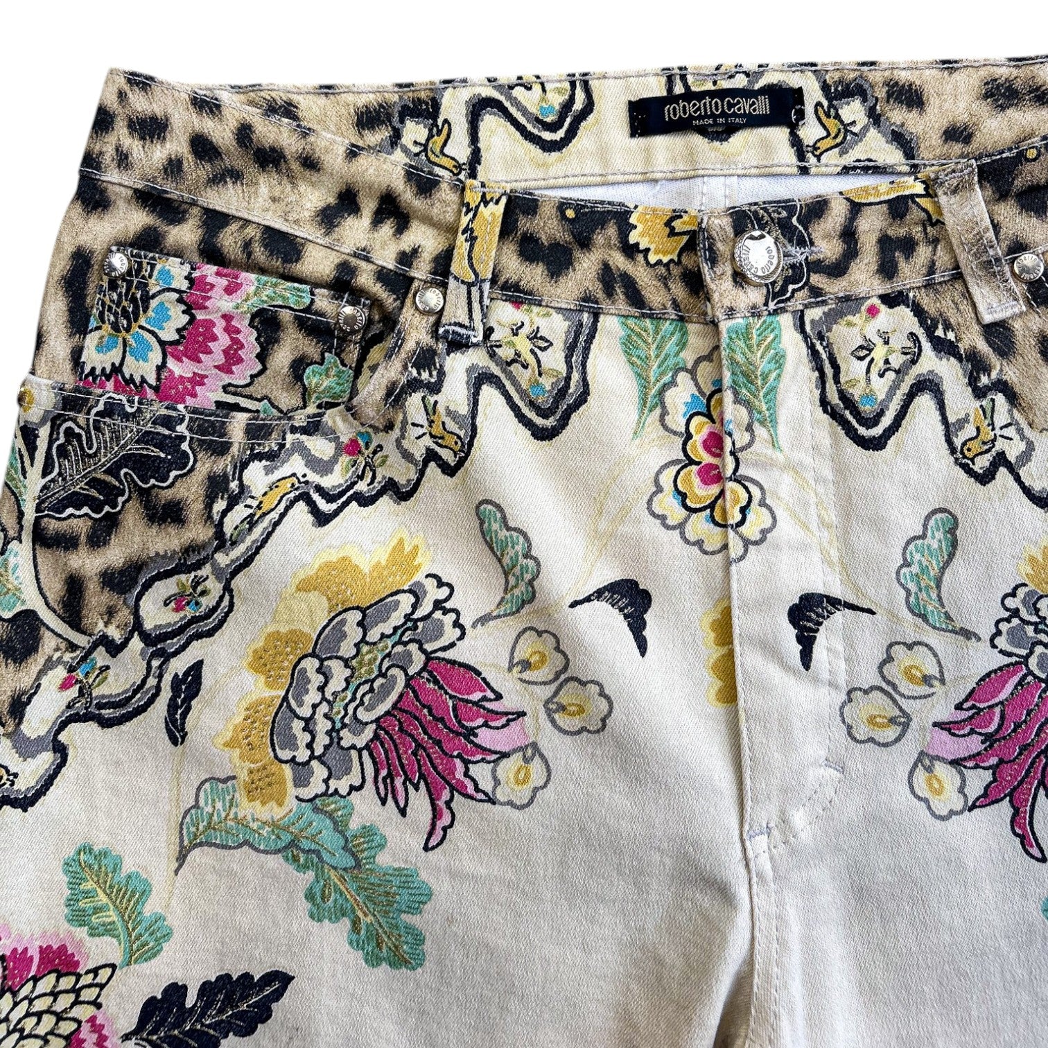 Roberto Cavalli Vintage Floral & Leopard Print Jeans