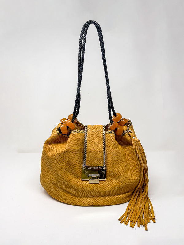 Jimmy Choo Python Trim Shoulder Hobo Bag