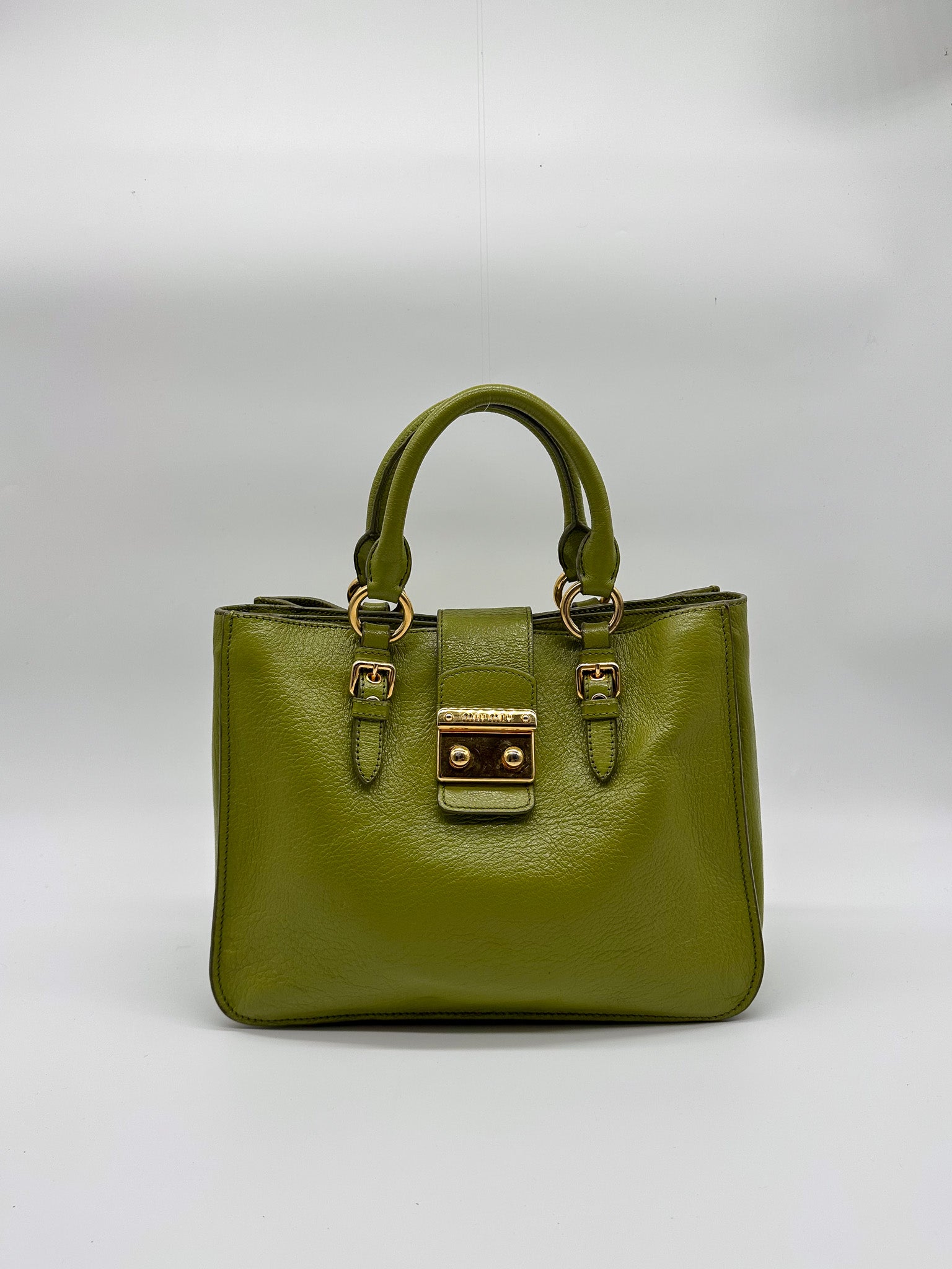 Miu Miu Green Madras Tote Handbag