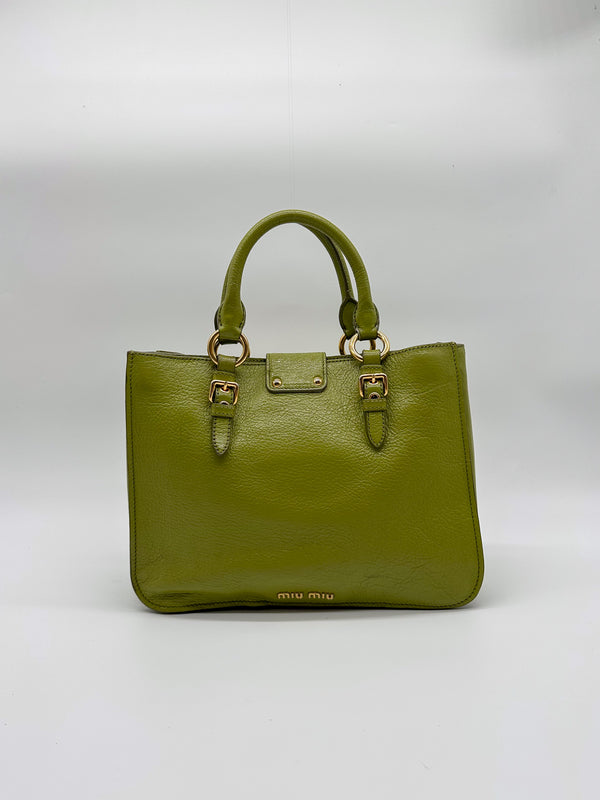 Miu Miu Green Madras Tote Handbag