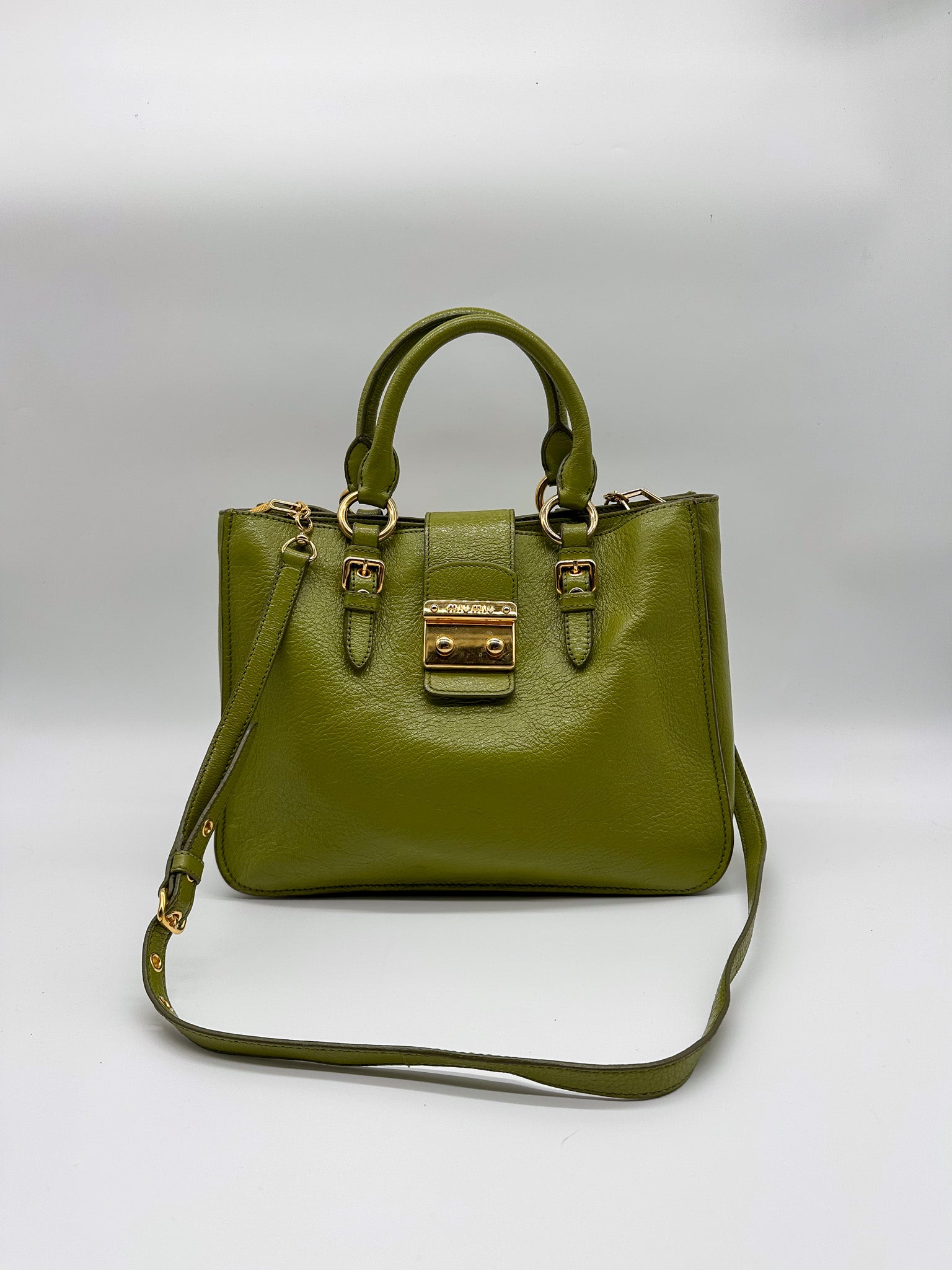 Miu Miu Green Madras Tote Handbag