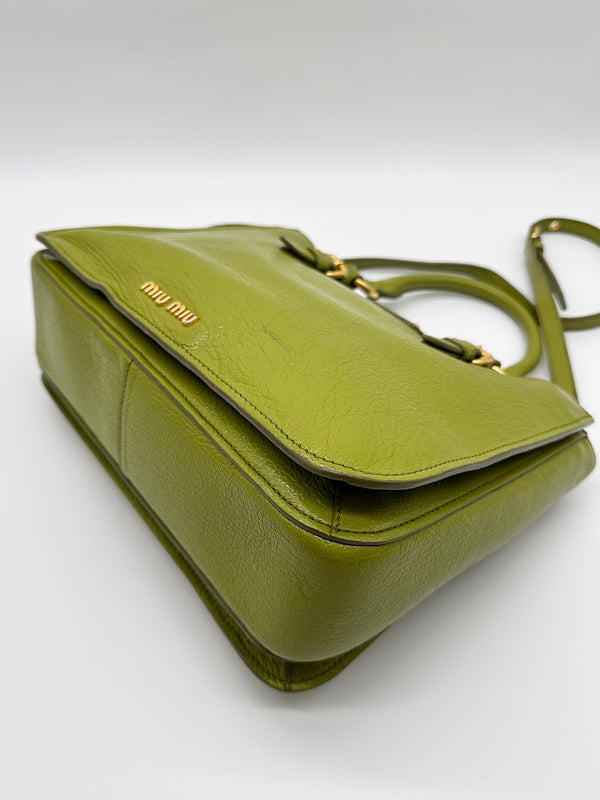 Miu Miu Green Madras Tote Handbag
