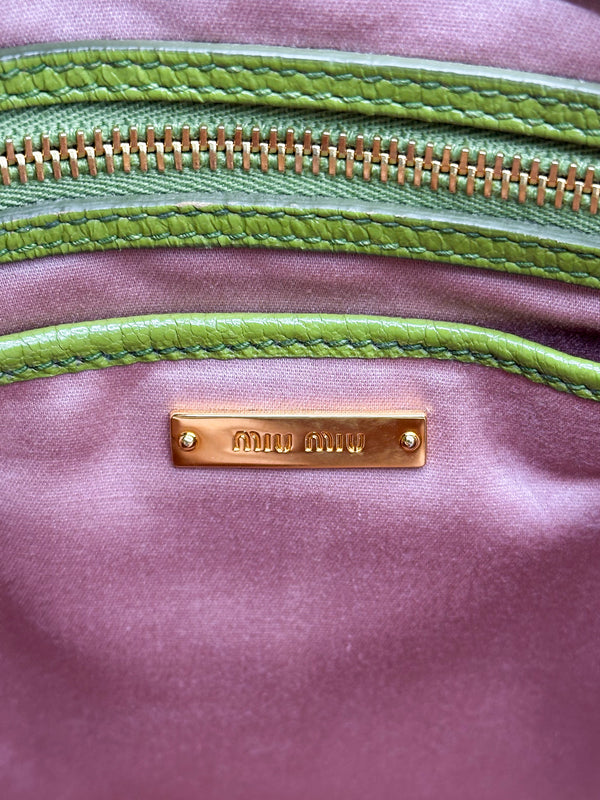 Miu Miu Green Madras Tote Handbag