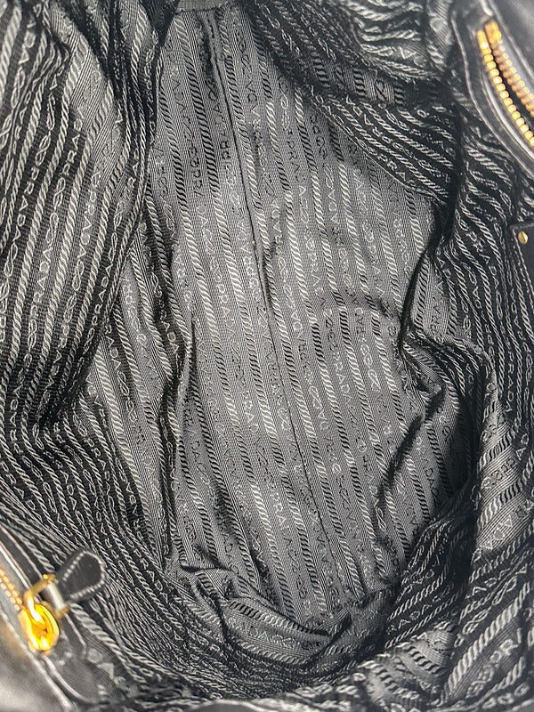 Prada Black Ruffled Tessuto Nylon Tote Bag