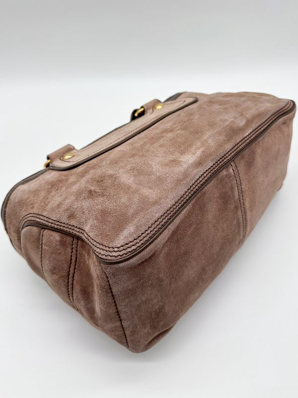 Celine Brown Suede Leather Boogie Bag