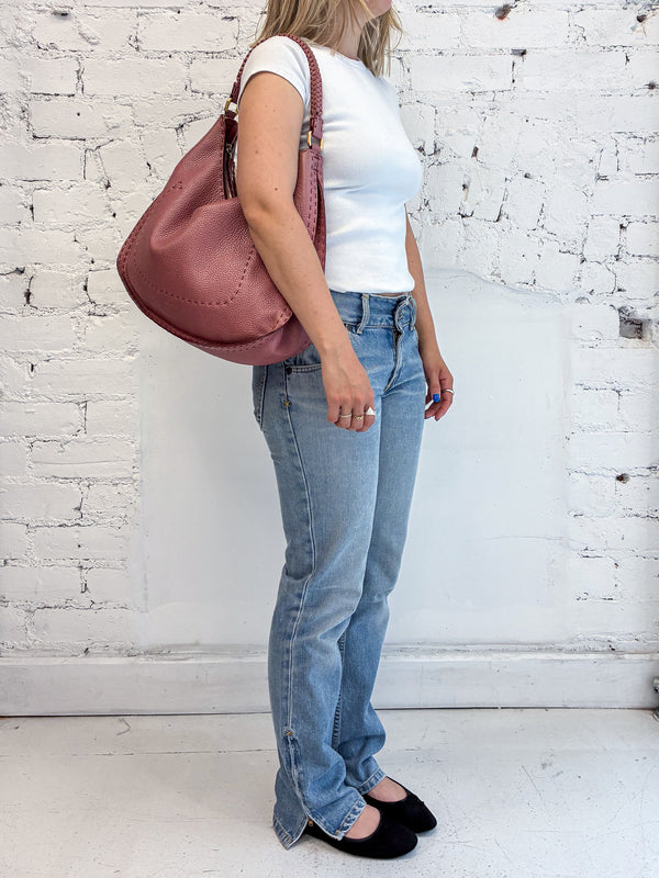 Fendi Selleria Roma Pink Leather Hobo Bag