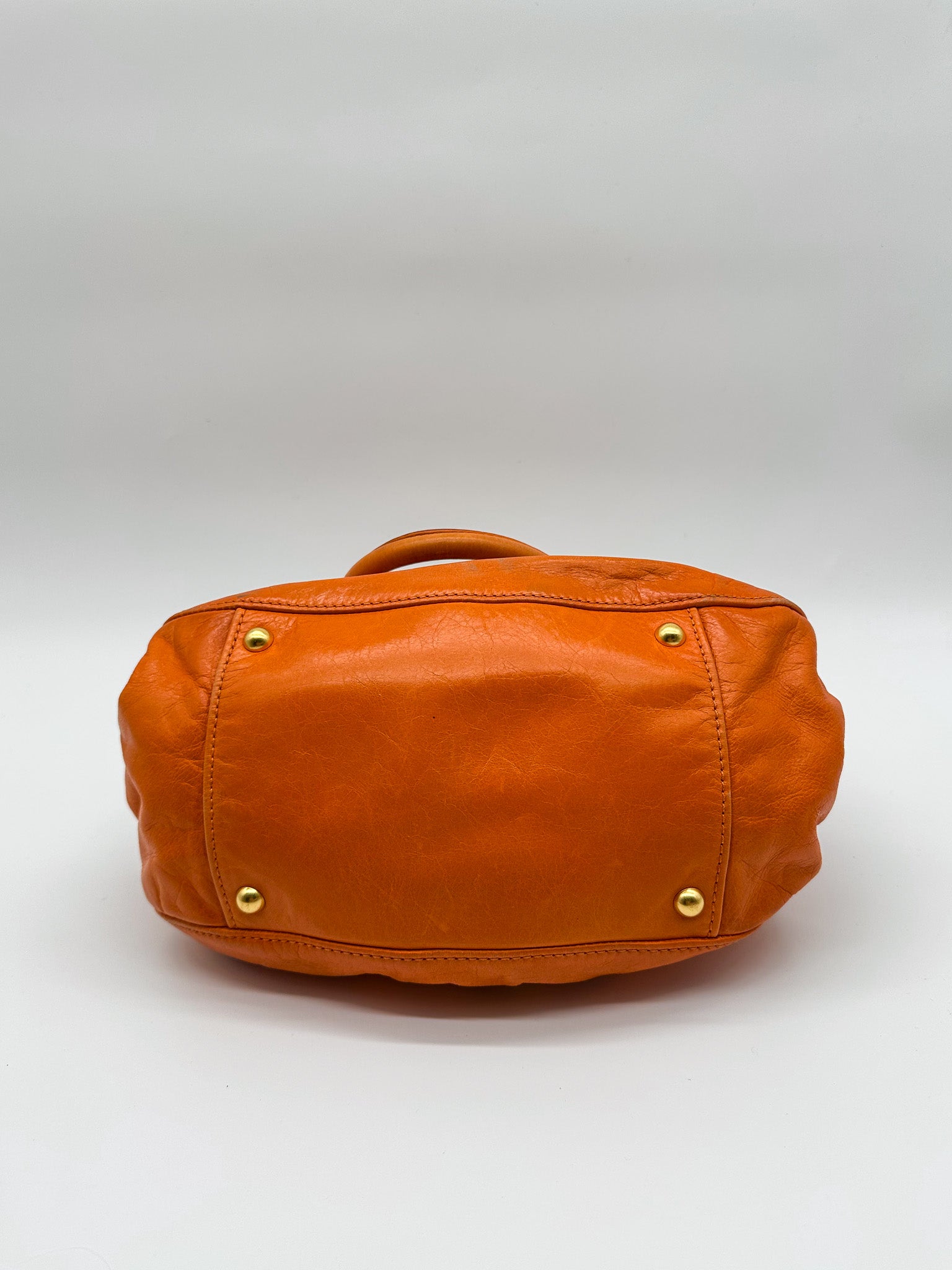 Miu Miu Orange Vitello Lux Bow Satchel