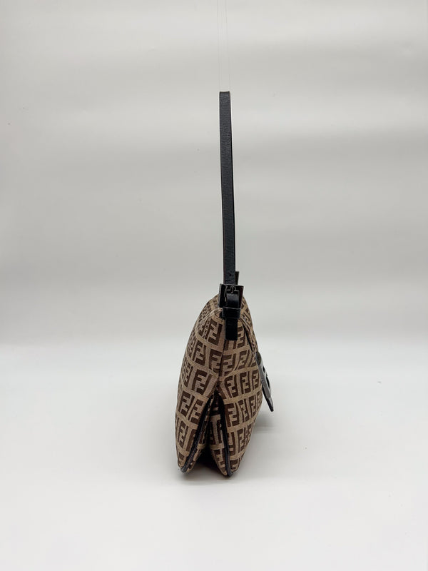 Fendi Zucchino Canvas Baguette Shoulder Bag