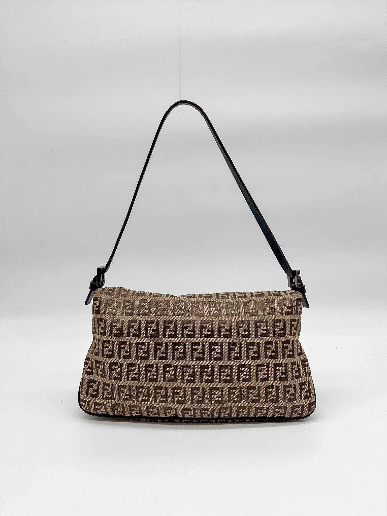 Fendi Zucchino Canvas Baguette Shoulder Bag