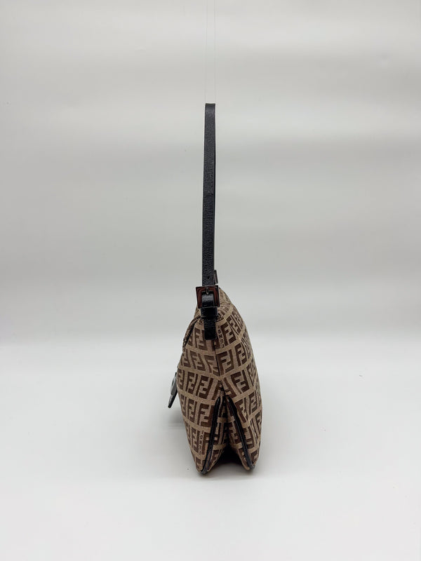 Fendi Zucchino Canvas Baguette Shoulder Bag