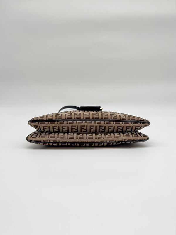 Fendi Zucchino Canvas Baguette Shoulder Bag