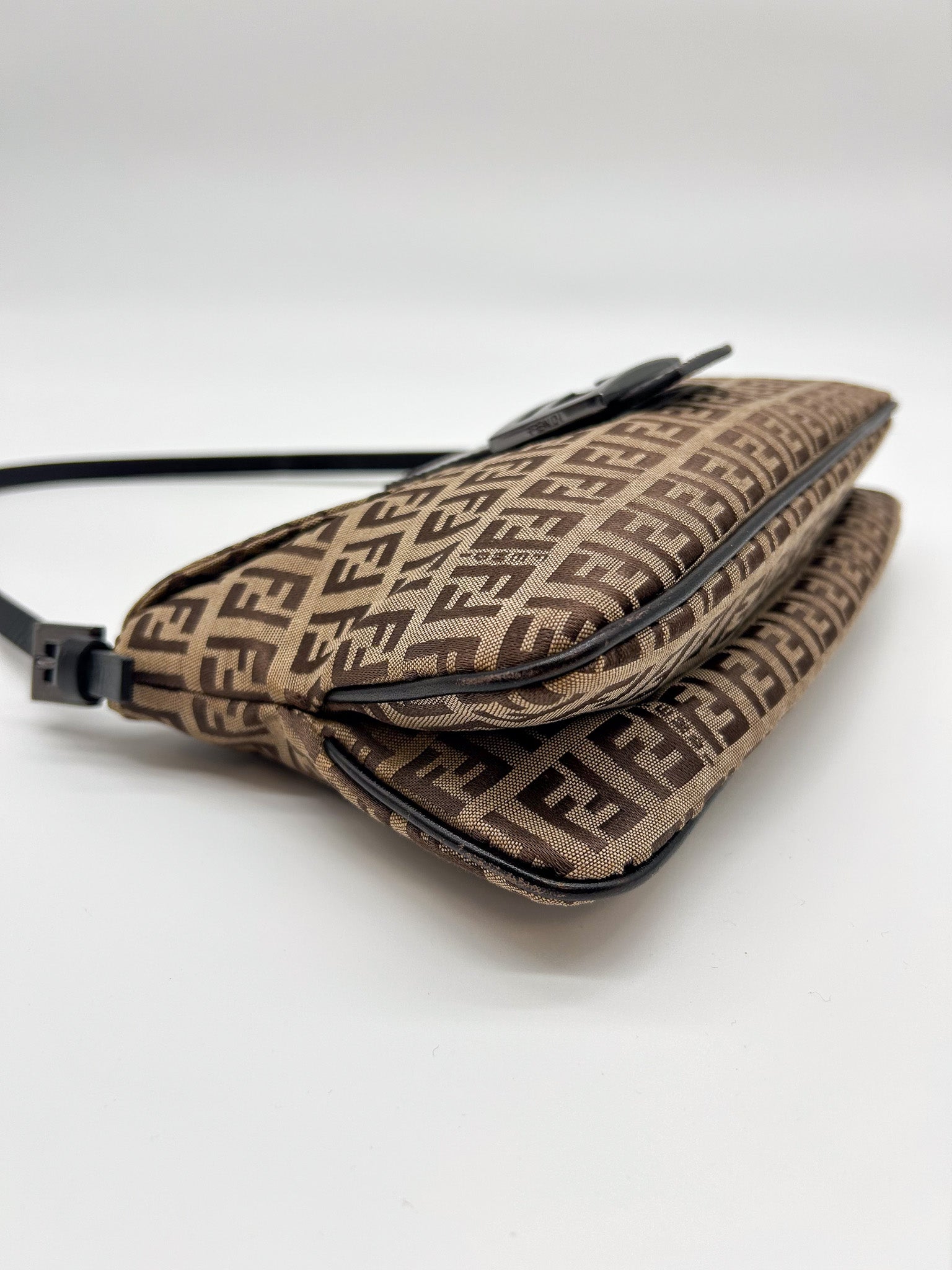 Fendi Zucchino Canvas Baguette Shoulder Bag