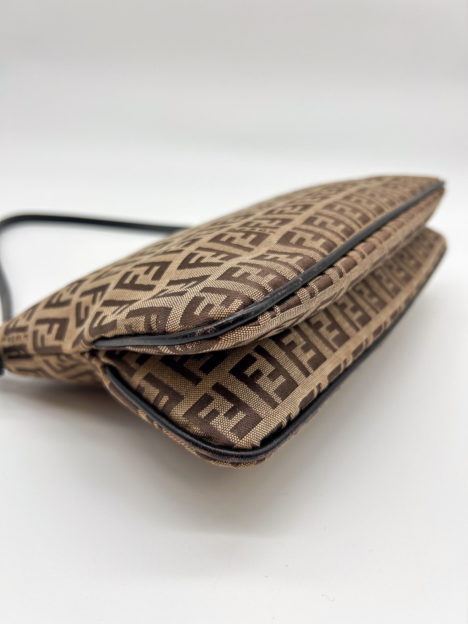 Fendi Zucchino Canvas Baguette Shoulder Bag