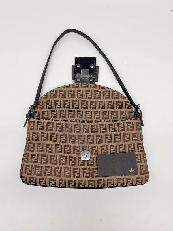 Fendi Zucchino Canvas Baguette Shoulder Bag