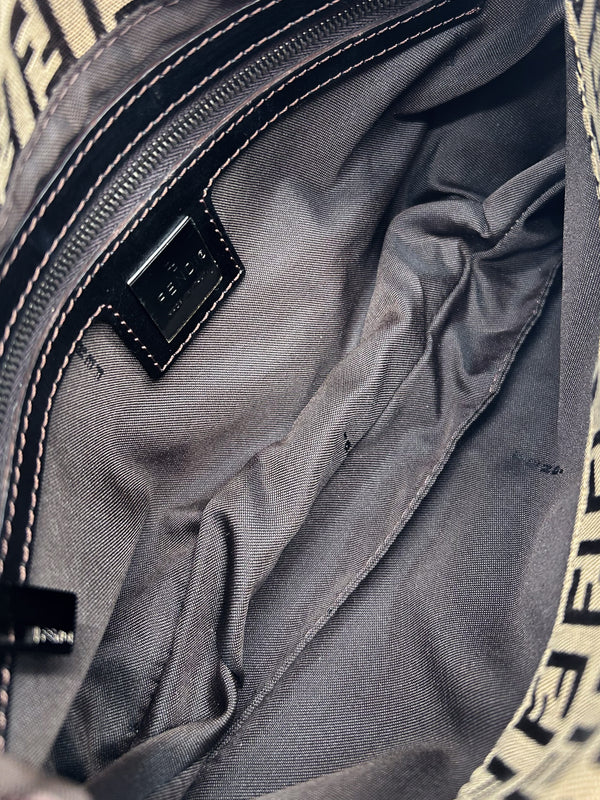 Fendi Zucchino Canvas Baguette Shoulder Bag