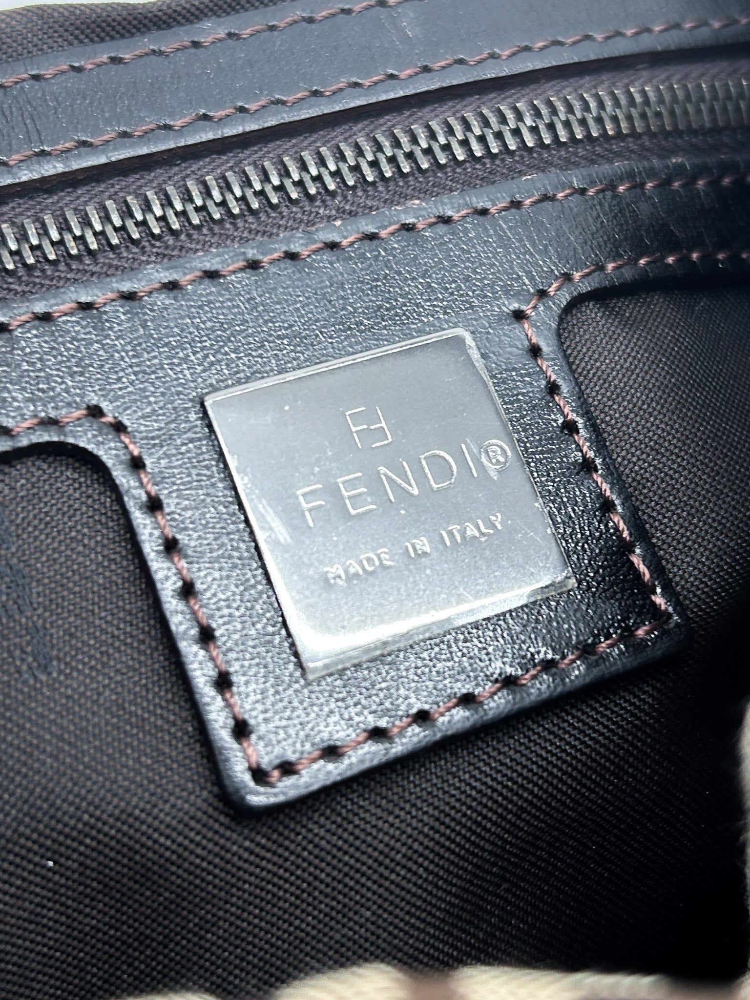 Fendi Zucchino Canvas Baguette Shoulder Bag