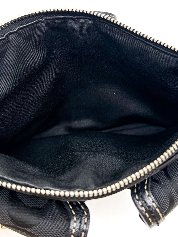 Coach Black Signature Jacquard Double Pocket Waist Bag