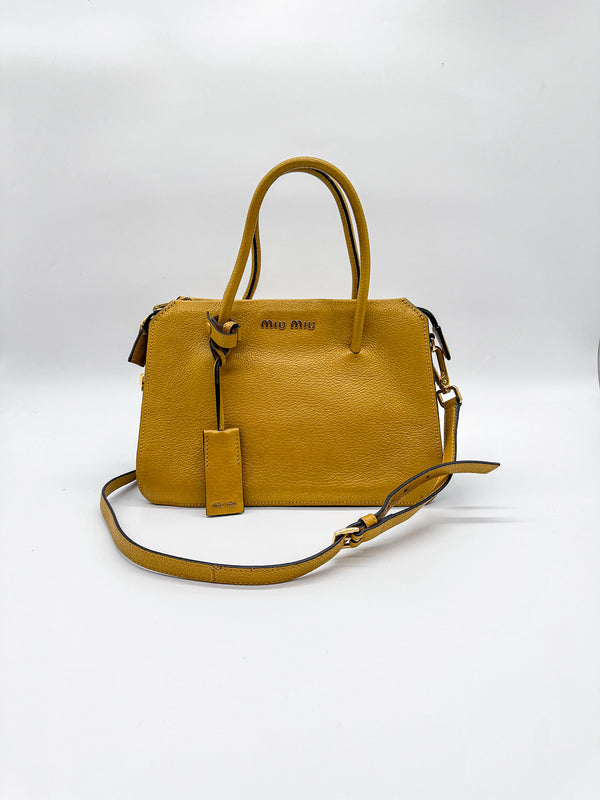 Miu Miu Mustard Yellow Shopper Tote Bag