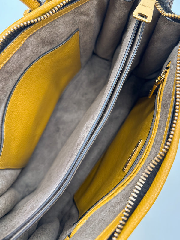 Miu Miu Mustard Yellow Shopper Tote Bag