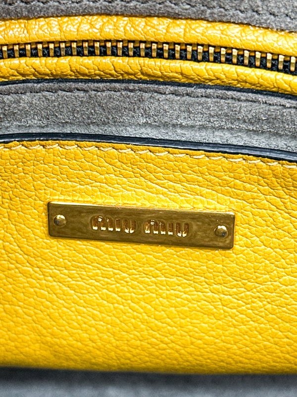 Miu Miu Mustard Yellow Shopper Tote Bag