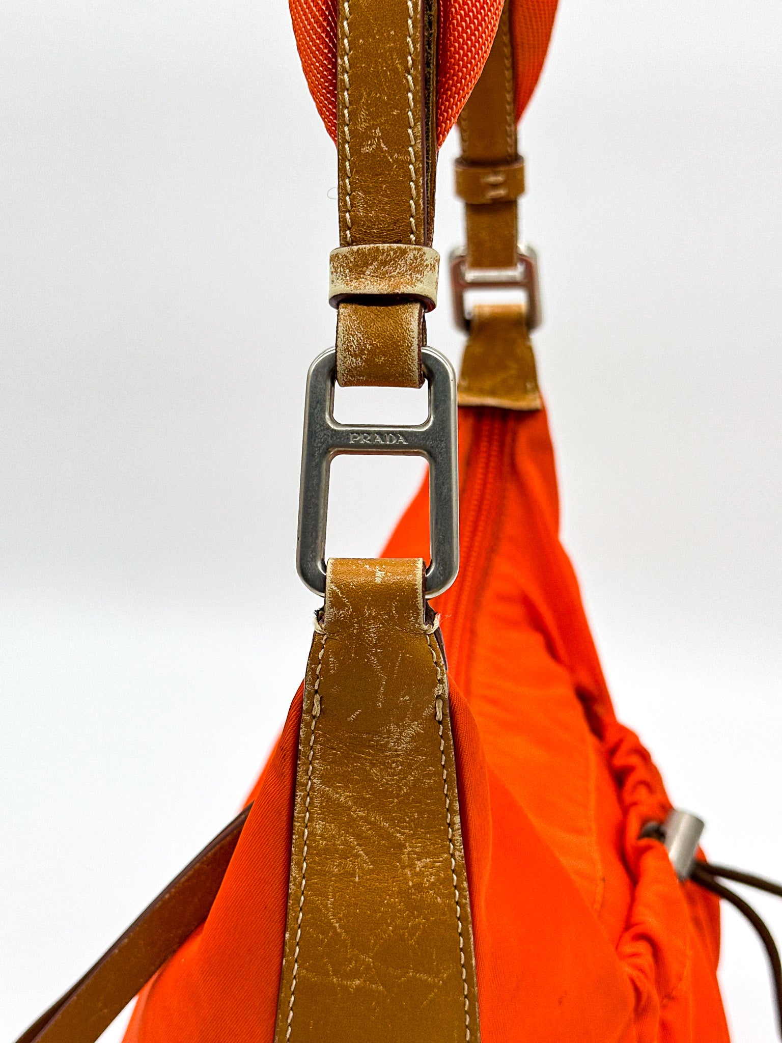 Prada Orange Nylon Shoulder Bag