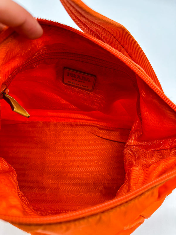 Prada Orange Nylon Shoulder Bag