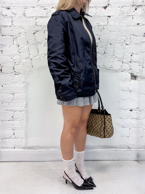 Prada Navy Nylon Lightweight Utility Jacket