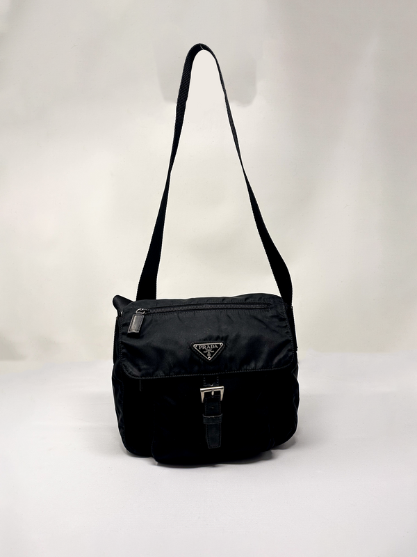 Prada Black Tessuto Nylon Messenger Crossbody Bag
