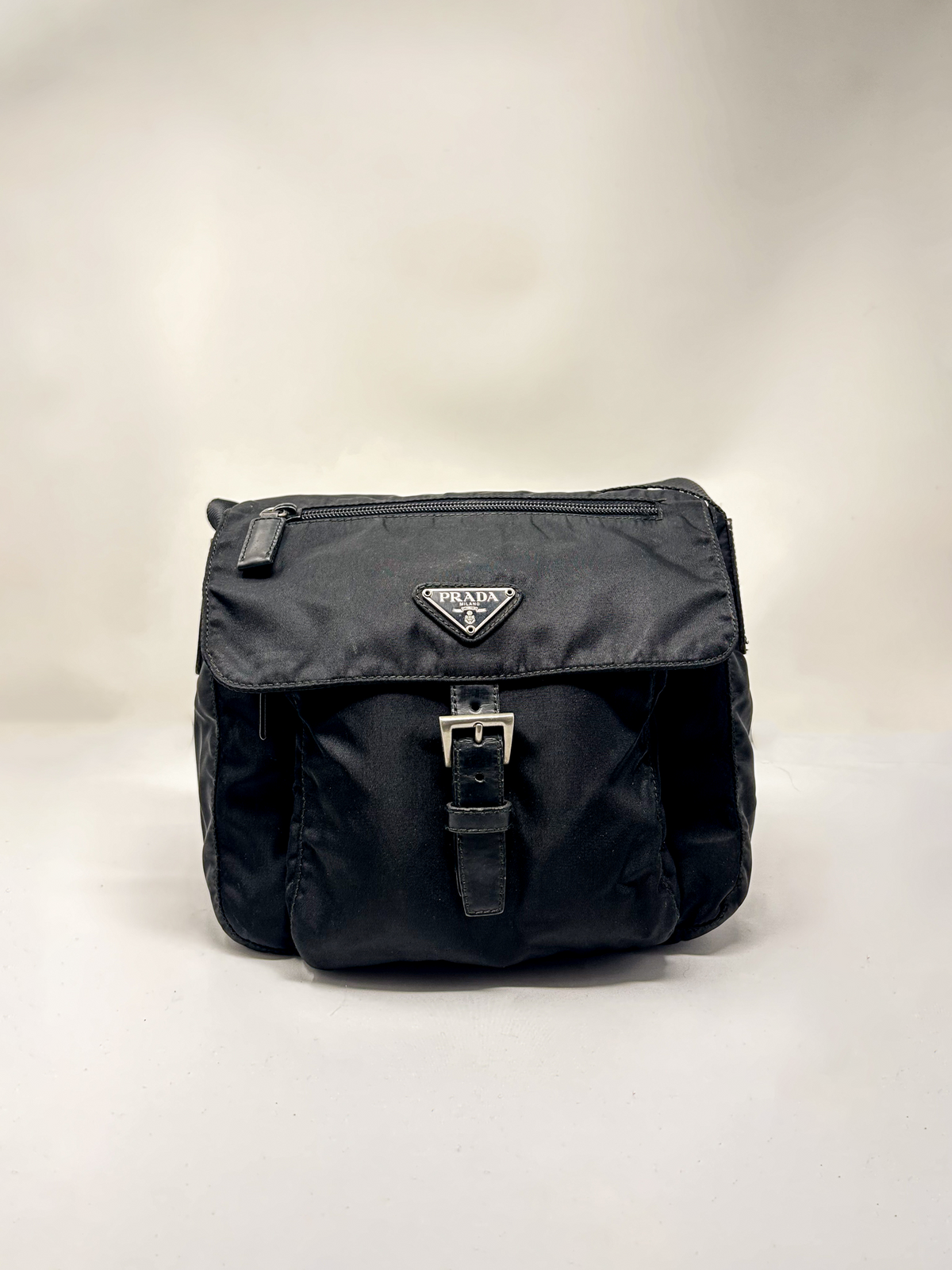 Prada Black Tessuto Nylon Messenger Crossbody Bag