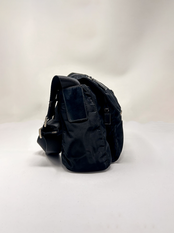 Prada Black Tessuto Nylon Messenger Crossbody Bag