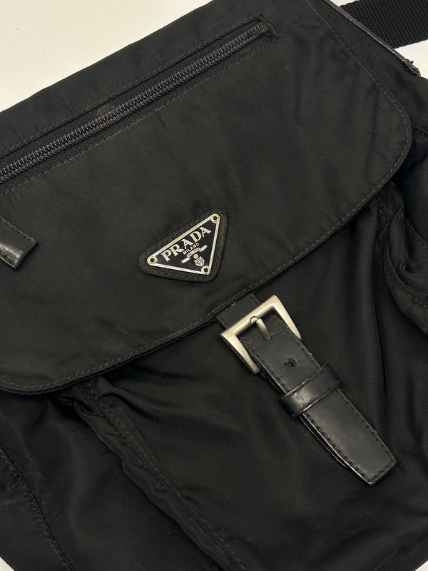 Prada Black Tessuto Nylon Messenger Crossbody Bag