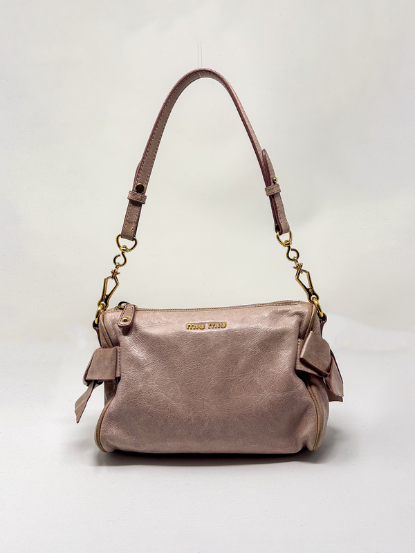 Miu Miu Vitello Lux Bow Mini Shoulder Bag