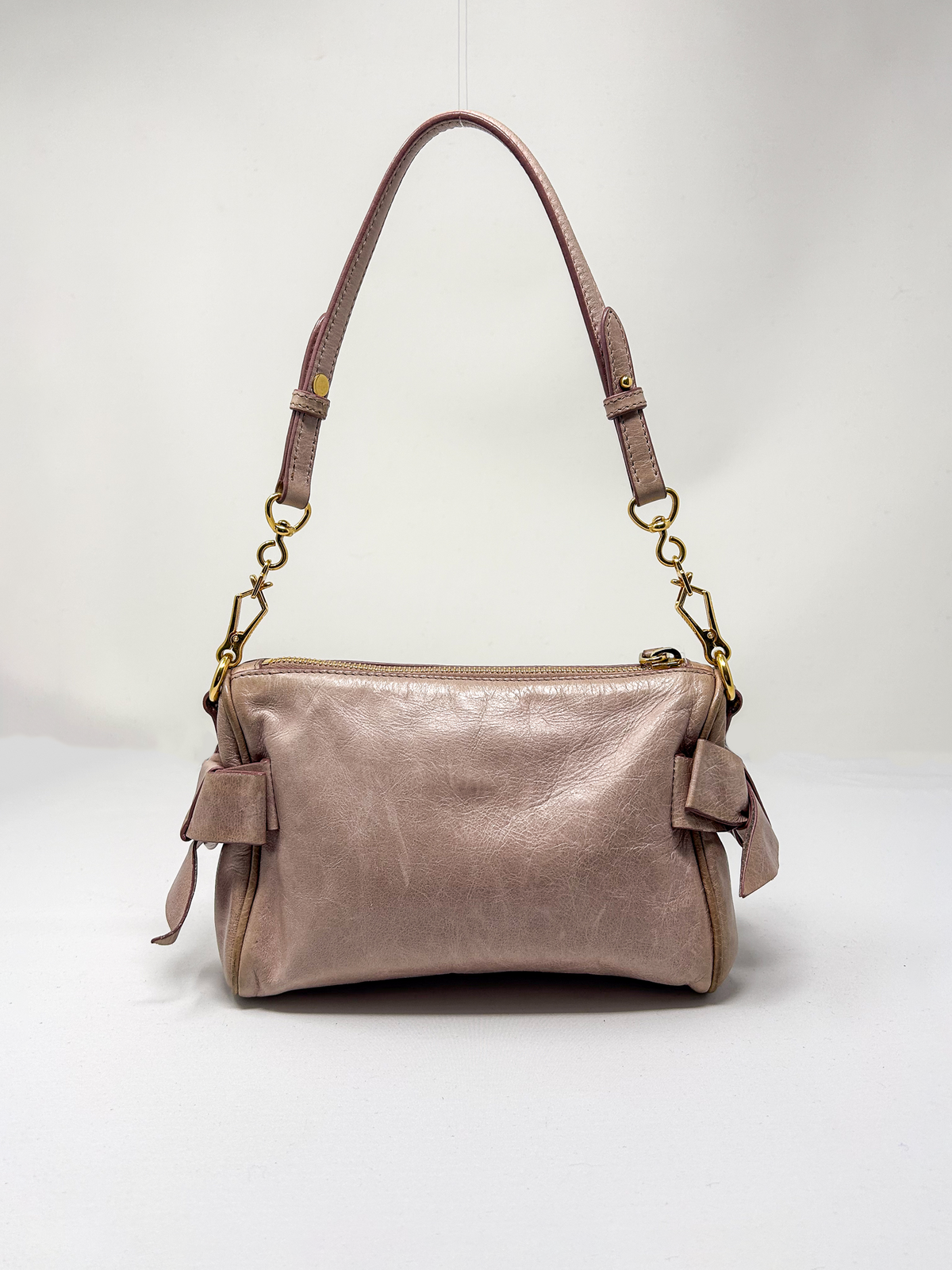 Miu Miu Vitello Lux Bow Mini Shoulder Bag
