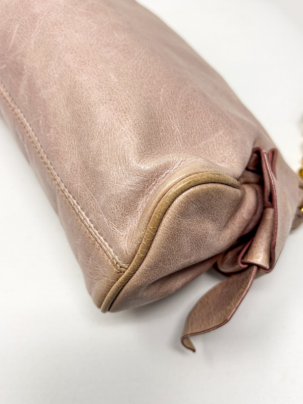 Miu Miu Vitello Lux Bow Mini Shoulder Bag
