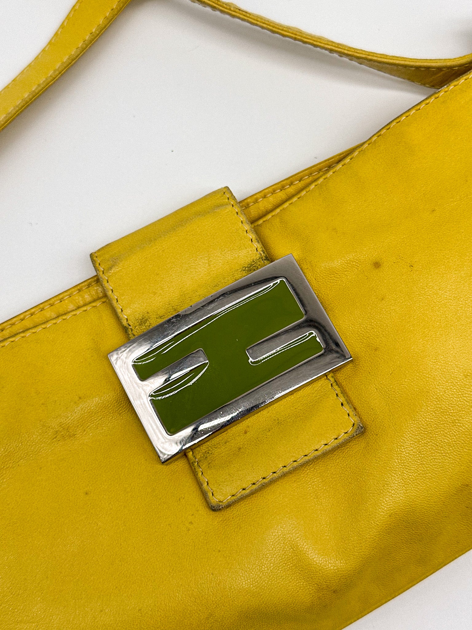 Fendi Yellow Baguette Shoulder Bag