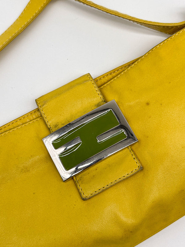Fendi Yellow Baguette Shoulder Bag
