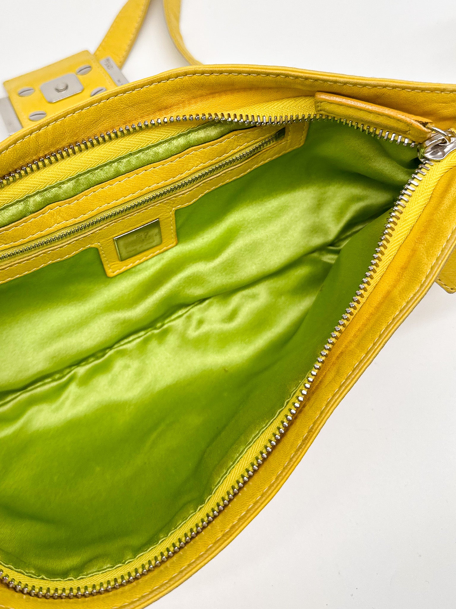 Fendi Yellow Baguette Shoulder Bag
