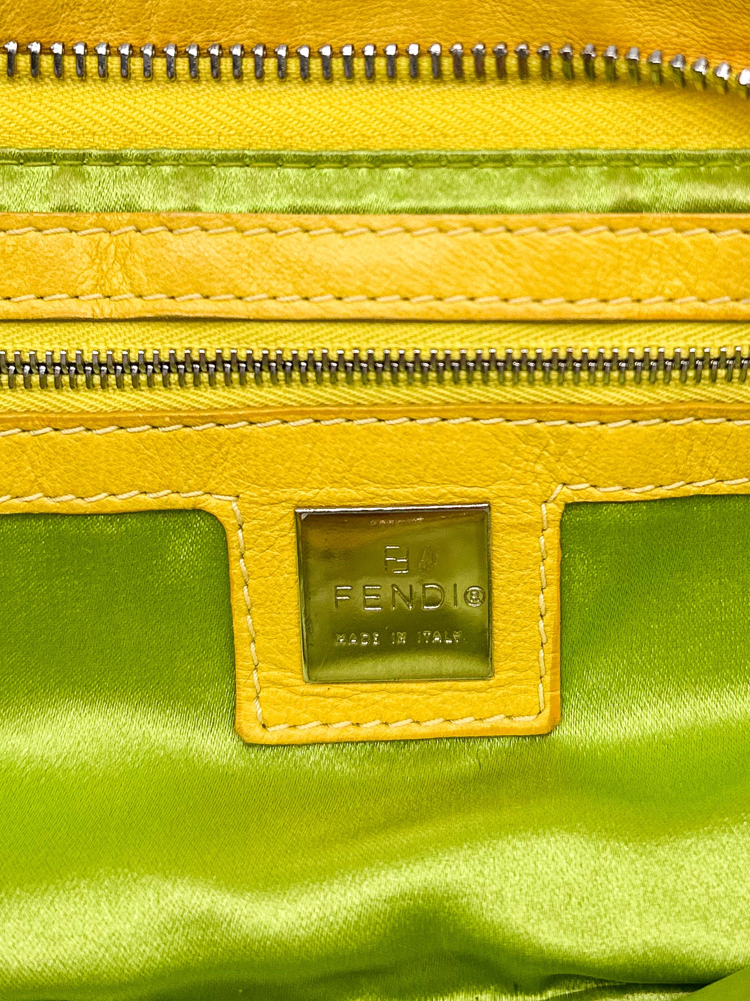 Fendi Yellow Baguette Shoulder Bag