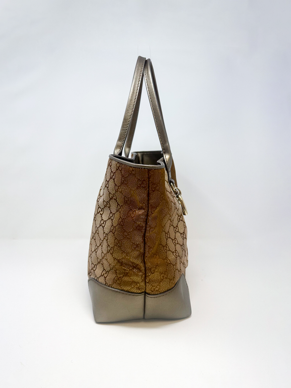 Gucci Bronze Shimmer Canvas Heart Bit Tote