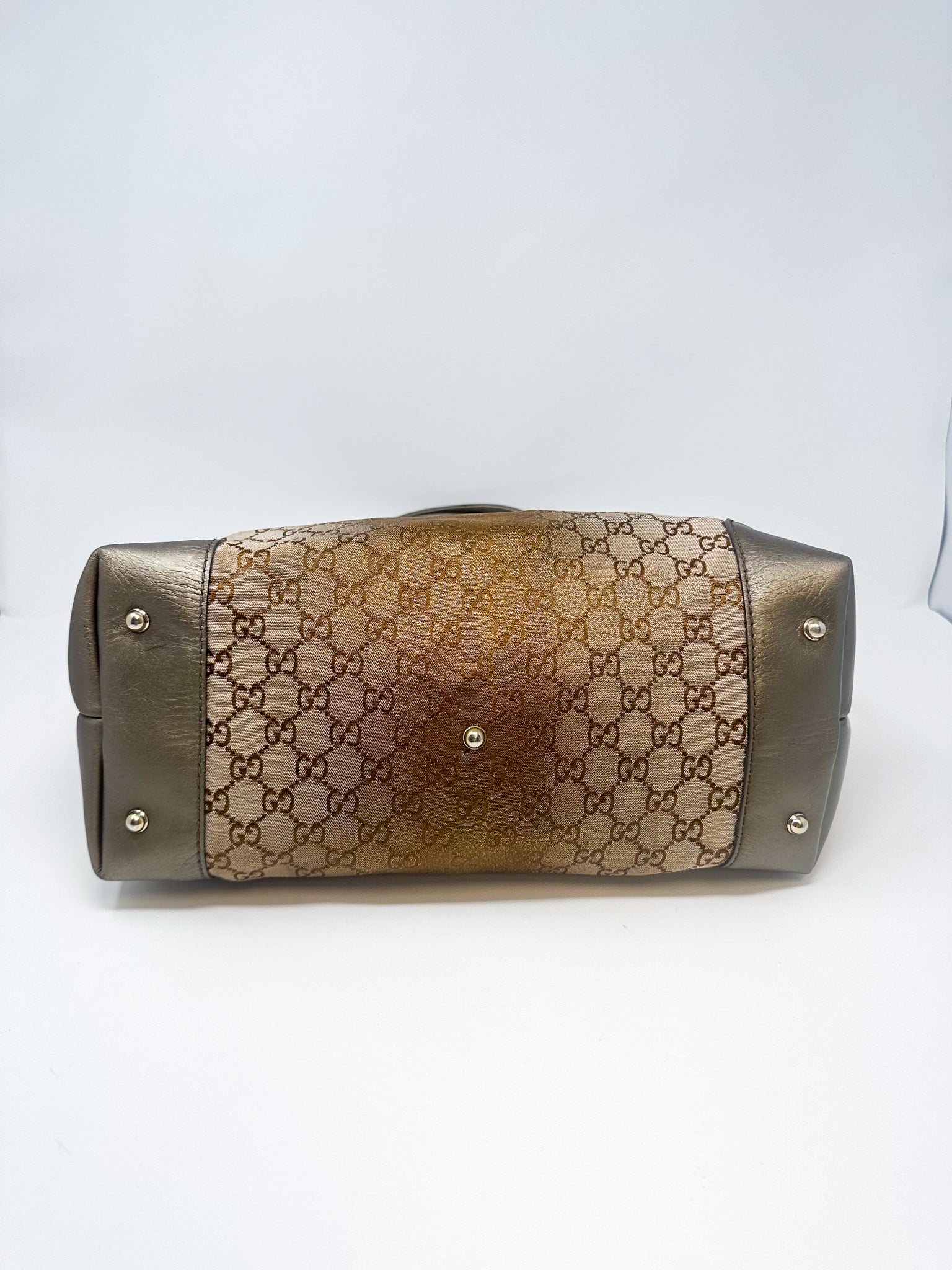 Gucci Bronze Shimmer Canvas Heart Bit Tote