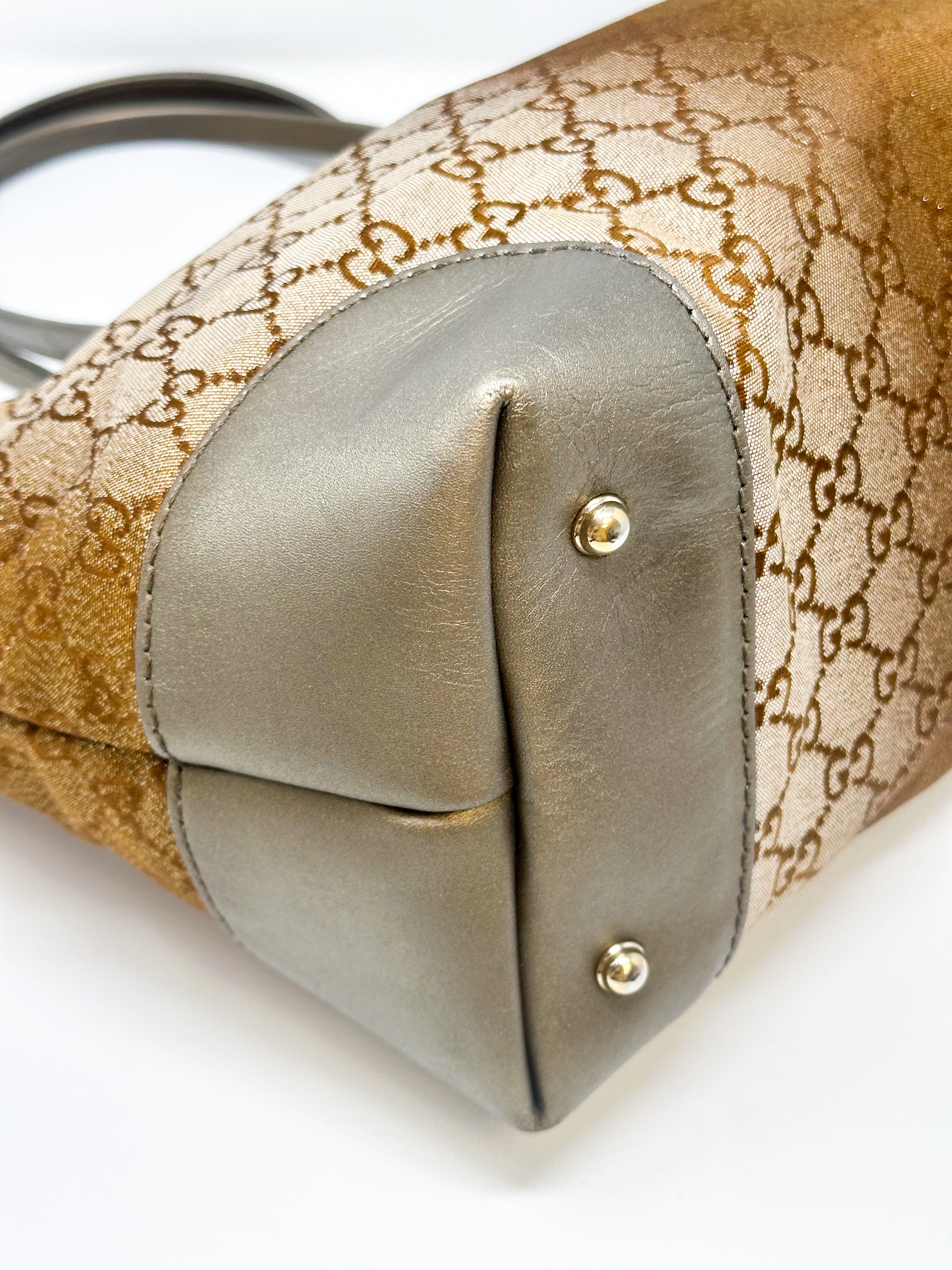 Gucci Bronze Shimmer Canvas Heart Bit Tote