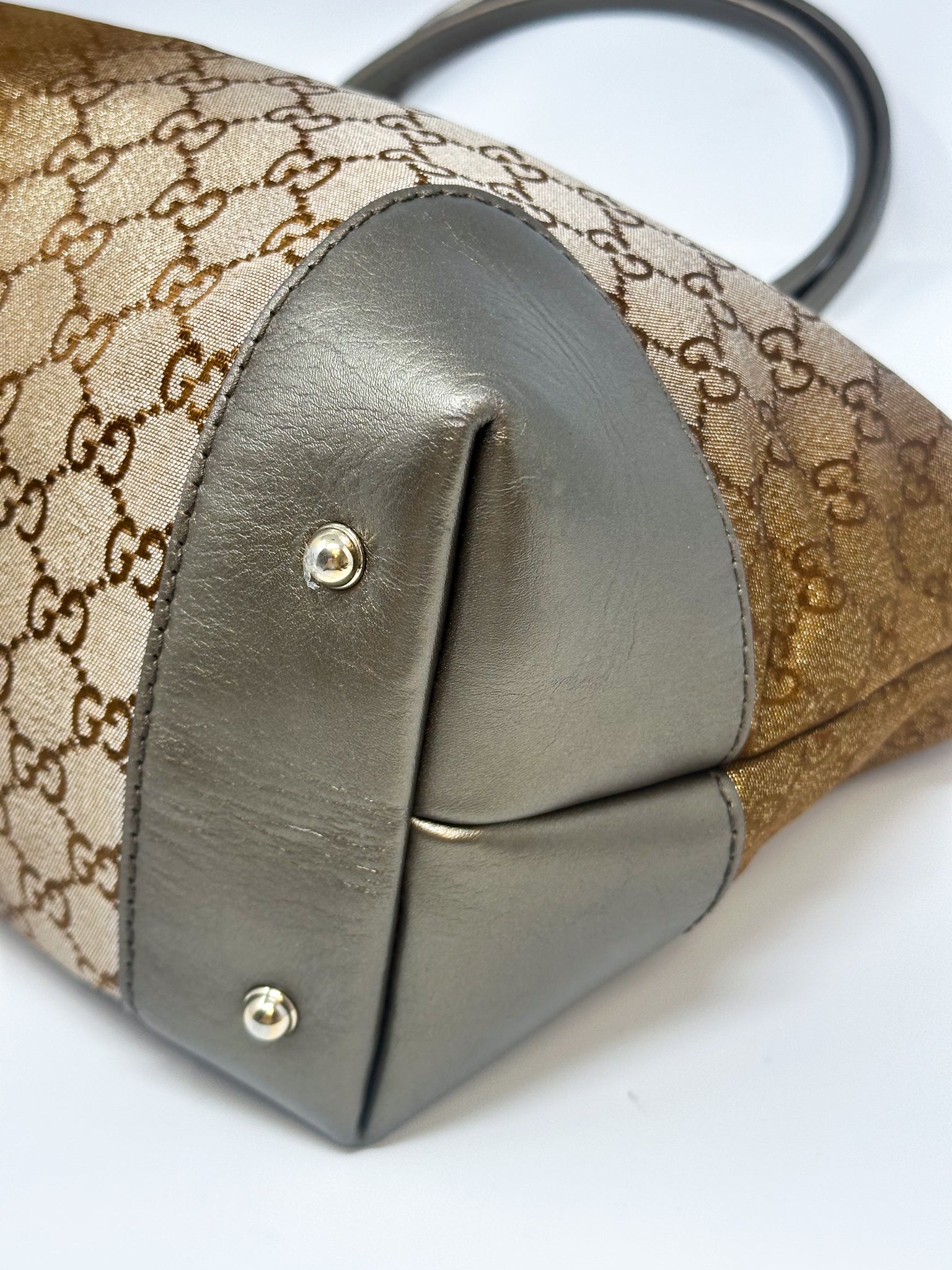 Gucci Bronze Shimmer Canvas Heart Bit Tote
