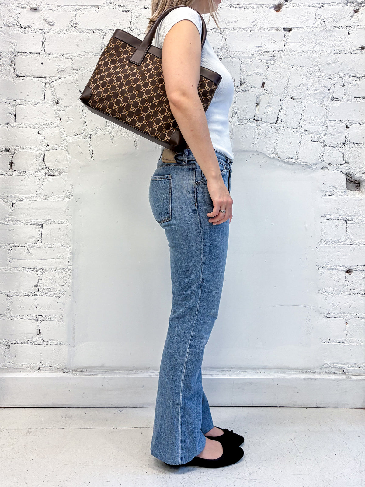 Gucci Structured Brown Leather Tote Bag