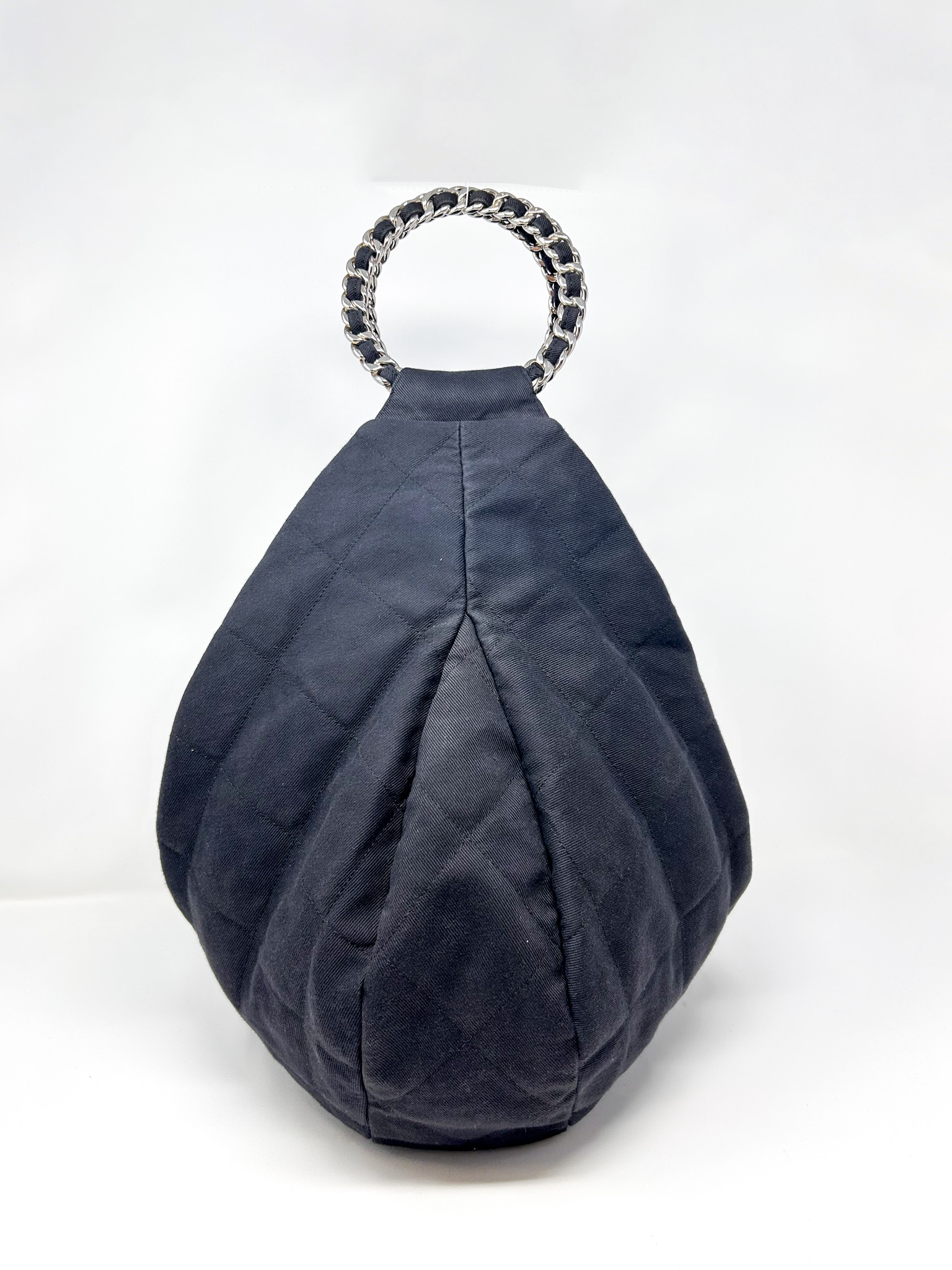 Chain Quilted Canvas Chain Ring Hobo Bag